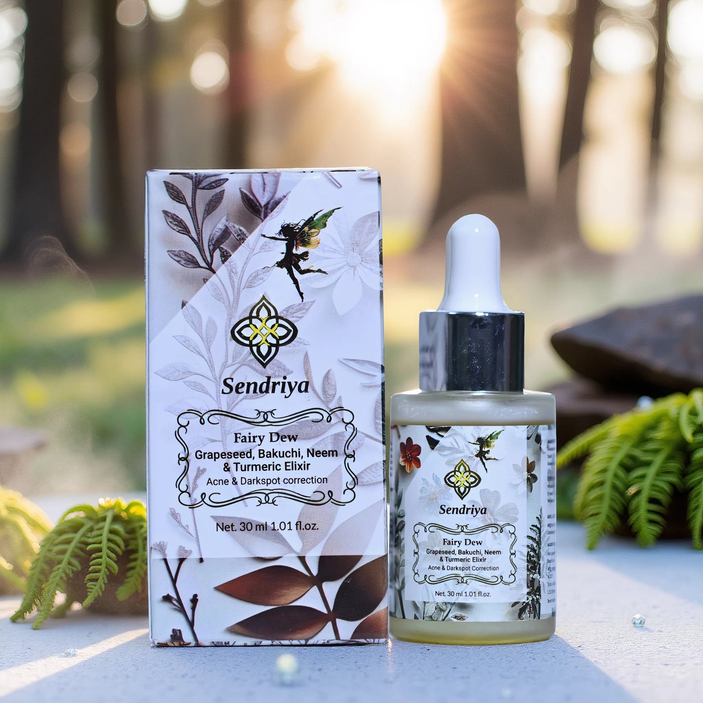 Fairy Dew : Grapeseed, Bakuchi, Neem & Turmeric Elixir : Acne & Darkspot Correction