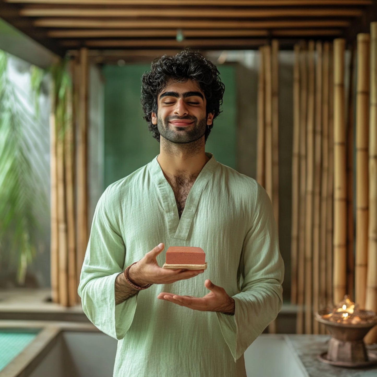 Manjishta Moon Bar: Manjishta, Sandalwood, Grapeseed, Shea Butter, Turmeric: Soap Bar & Scrub