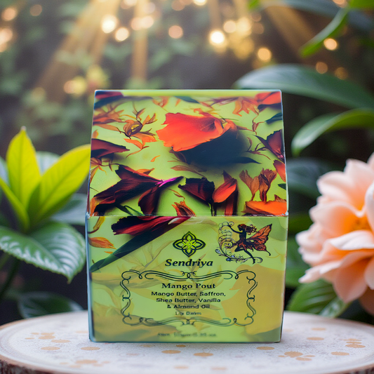 Mango Pout: Mango Butter, Saffron, Shea Butter, Vanilla & Almond Oil