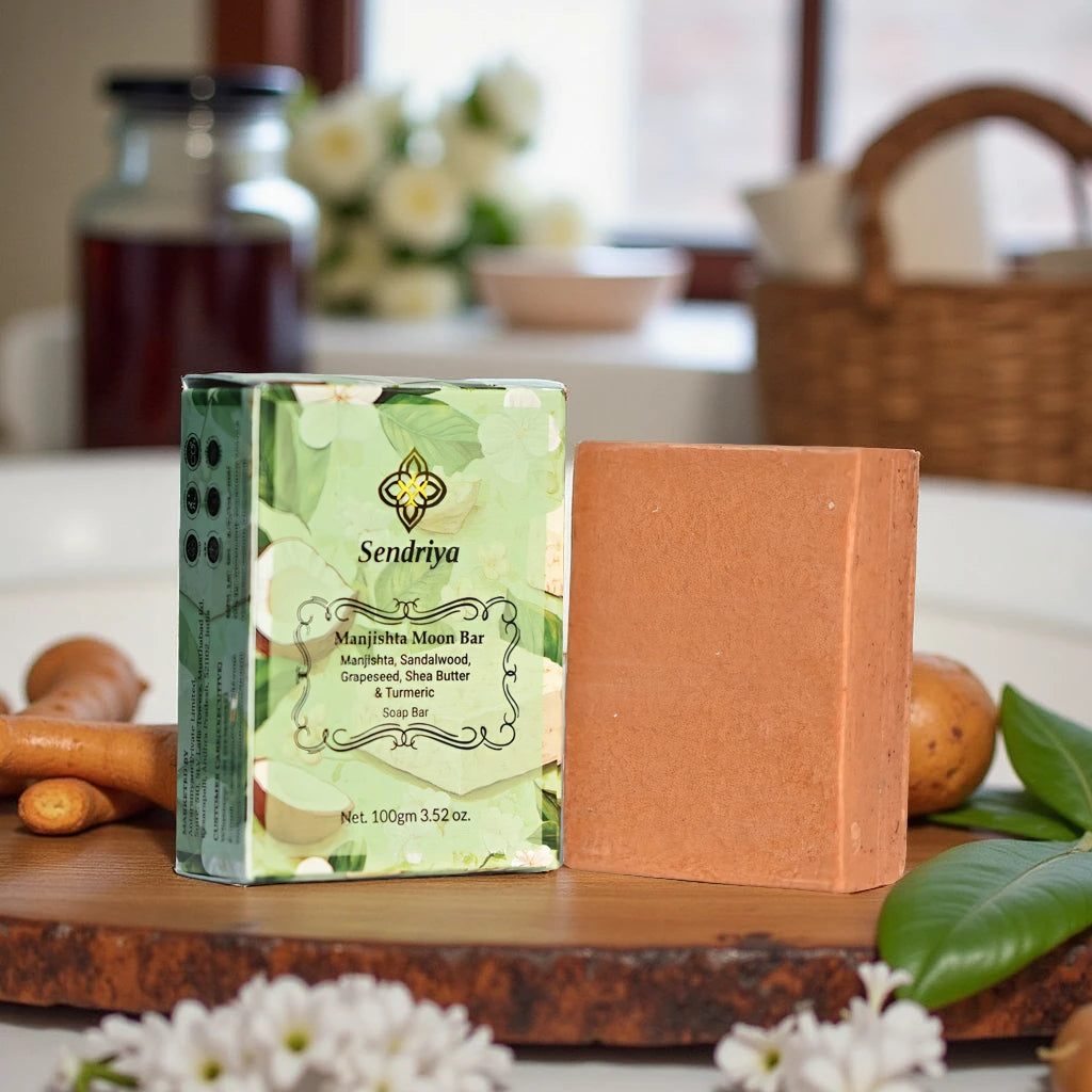 Manjishta Moon Bar: Manjishta, Sandalwood, Grapeseed, Shea Butter, Turmeric: Soap Bar & Scrub