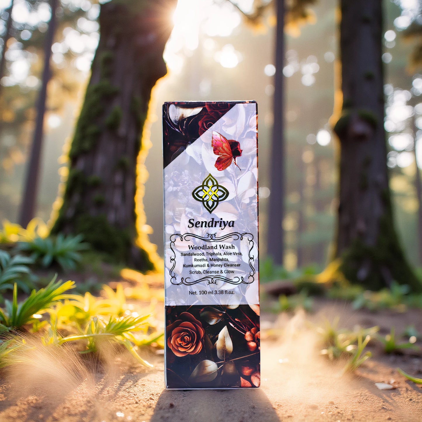 Woodland Wash : Sandalwood, Triphala, Aloe Vera, Reetha, Manjishta, Kumkumadi & Honey cleanser : Scrub, Cleanse & Glow