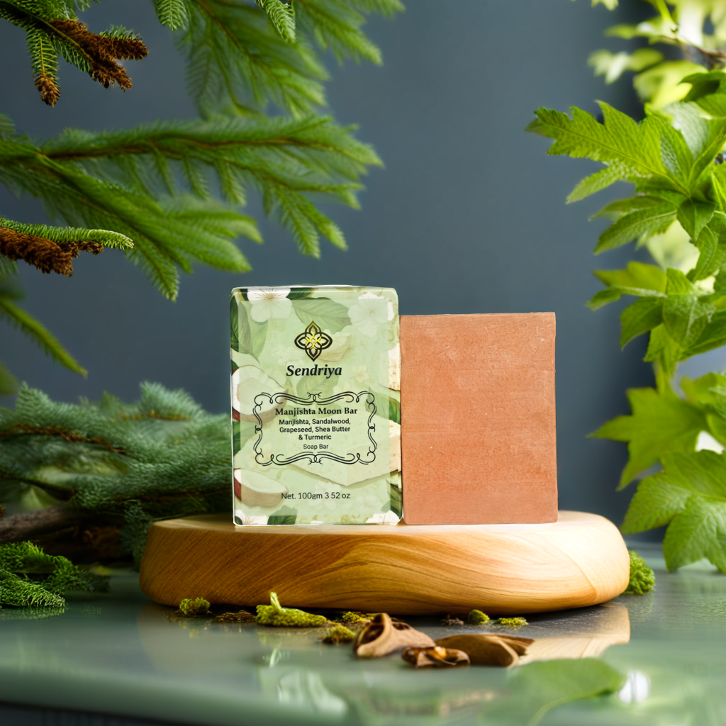 Manjishta Moon Bar: Manjishta, Sandalwood, Grapeseed, Shea Butter, Turmeric: Soap Bar & Scrub